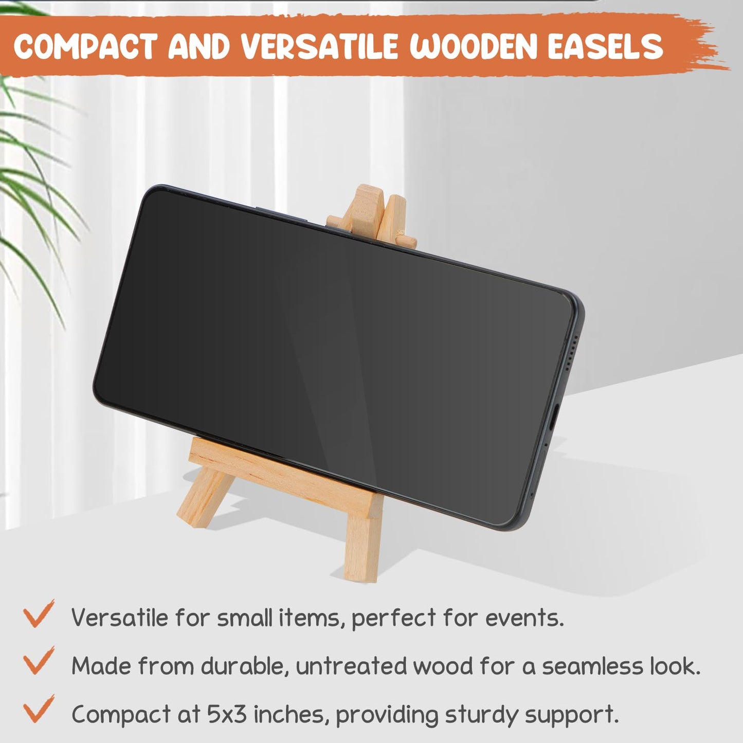 5" Mini Wood Display Easel 24 Pack, Natural Wooden Small Easel Stand for Signs, Small Canvases, Table Display, Pictures, Photos, Wedding Place Cards, Crafts and Other Smaller Projects