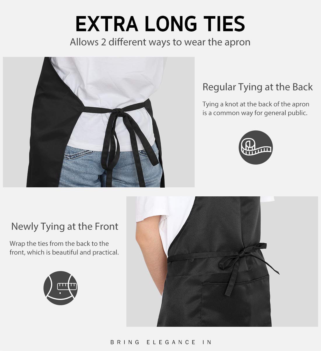 12 Pack Bib Apron, Unisex Aprons Adjustable Waterdrop Resistant with 2 Pockets Cooking Kitchen Apron for Chef, BBQ Drawing Apron Bulk, Black
