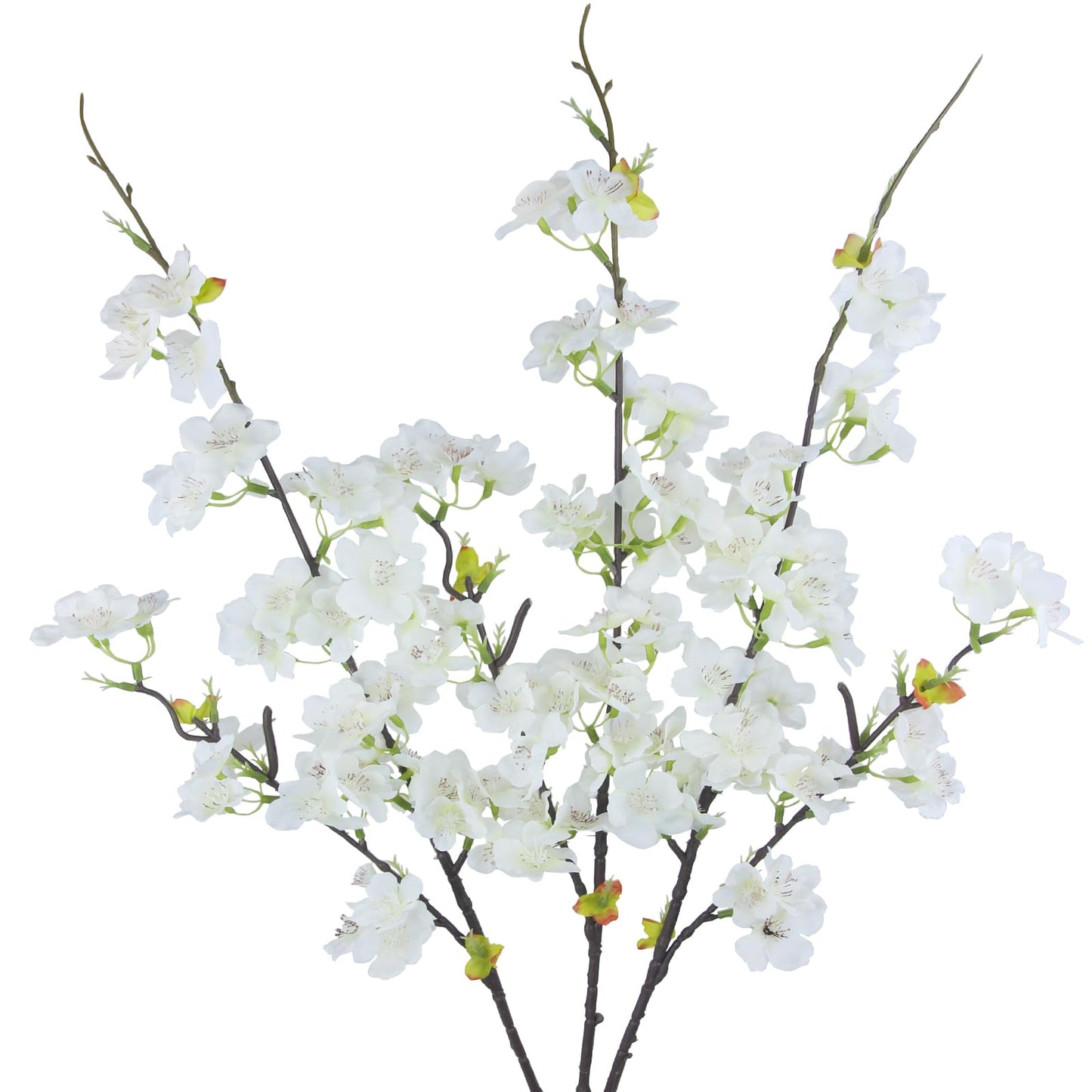 CITYES 3 Pcs Artificial Cherry Blossom Branches Flowers White Silk Peach Flowers Bulk Faux Spring Branches Arrangement Fake Cherry Stems for Indoor Outdoor Party DIY Wedding Table Vase Decor