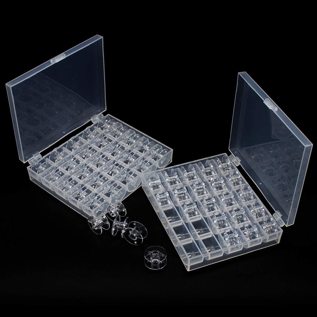Bobbin Box,Machine Bobbin Organizer Plastic Case,Transparent 25 Slots Empty Bobbins Spools Box，Sewing Craft Plastic Case Storage Box for Sewing Machine