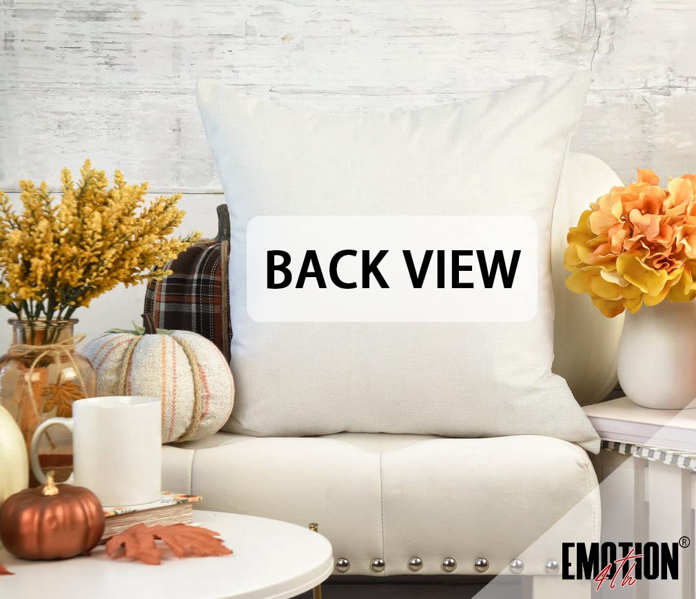 4TH Emotion Fall Pillow Covers 18x18 Set of 4 Thanksgiving Buffalo Check Farmhouse Decorations Orange Pumpkin Outdoor Autumn Farm Truck Pillows Decorative Throw Cushion Case for Home Decor S23F22