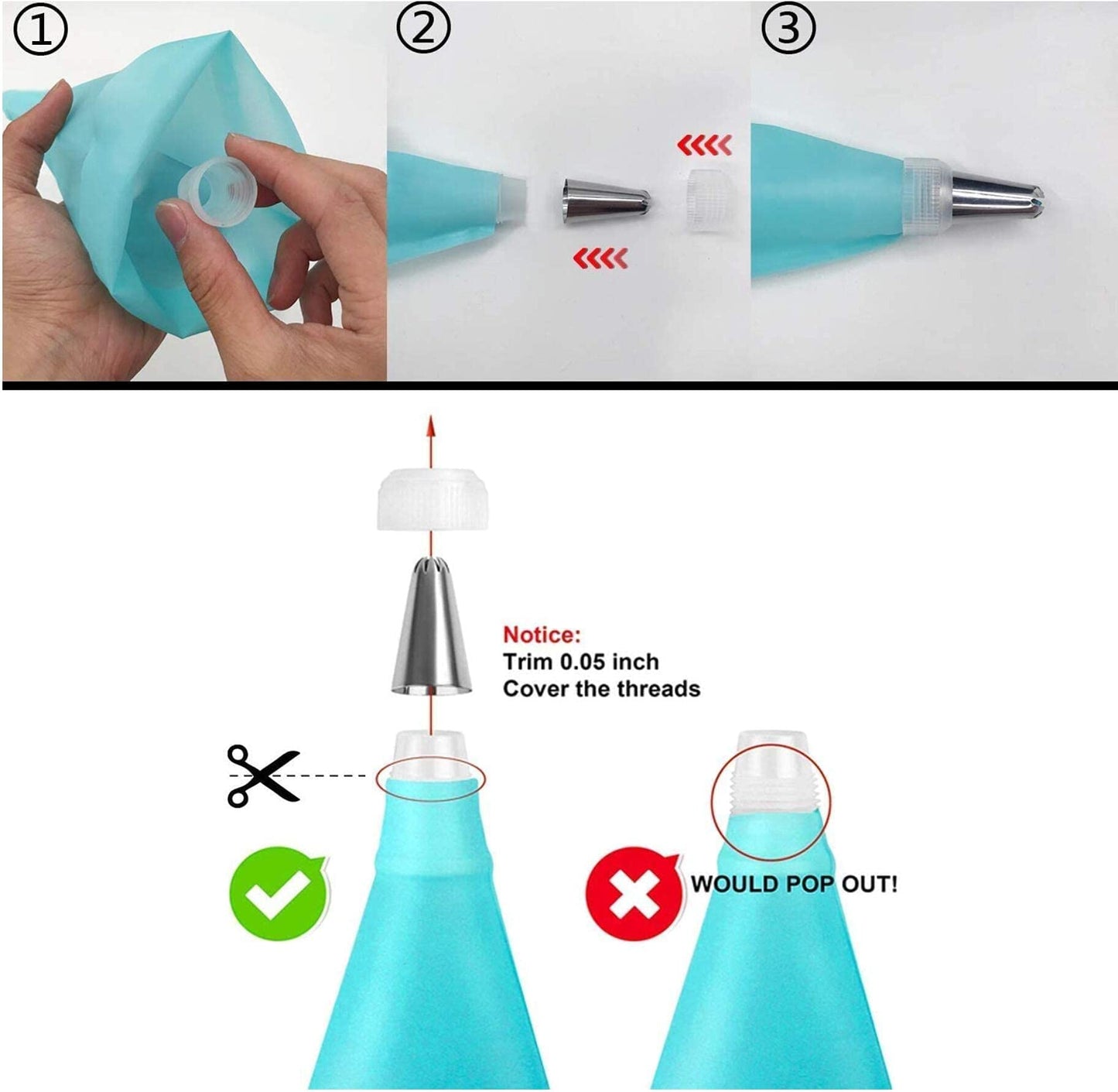 Cake Piping Set for Baking with Reusable Piping Bags and Tips, Standard Converters, Silicone Rings, Decorating Supplies for Deviled Egg , Cupcake and Cookie Icing