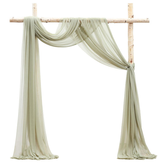 Wedding Arch Draping Fabric 2 Panels 20Ft Sage Green Chiffon Fabric Drapes Arbor Drapery Wedding Ceremony Reception Swag Decorations