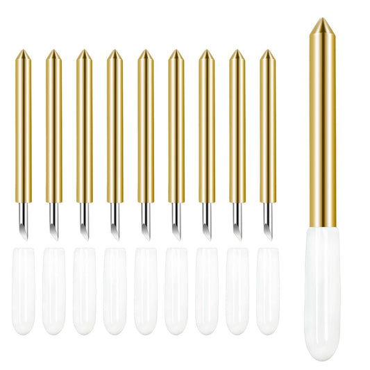 10 Pcs Premium Fine Point Blades – High Precision Replacement for Cricut Maker 3/ Maker/Explore 3/4/ Air 3/2/ Air/One – Perfect for Cutting Vinyl, Cardstock, Paper, Faux Leather, Adhesive Foil – Gold