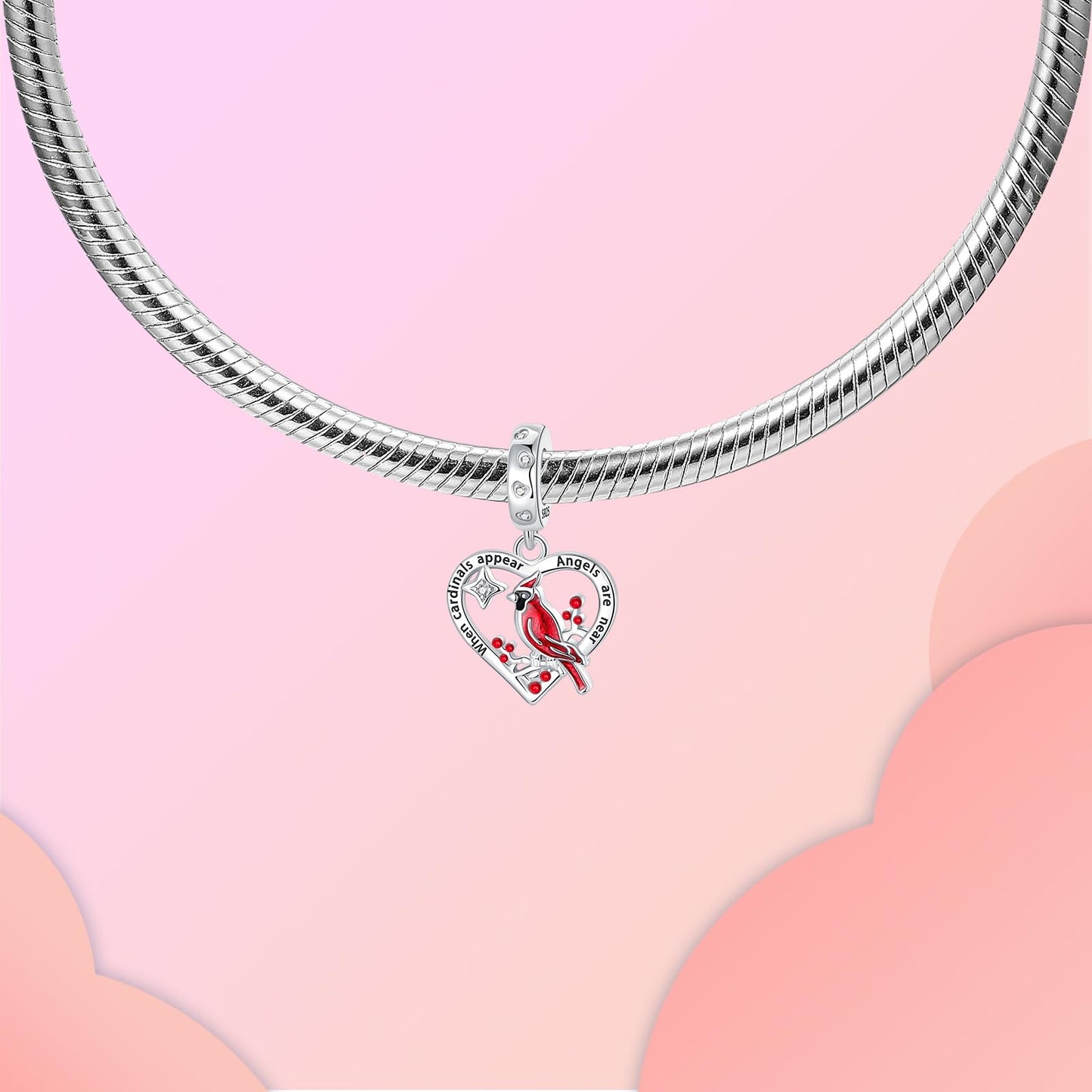 LUXILLA Heart Red Hummingbird Charm 925 Sterling Silver Fits Bracelets Necklace Pendant Bead Charms Jewelry Gift for Women Family Friends