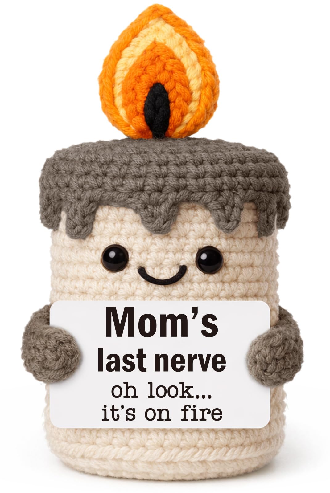 YUEYUQIU Funny Mom Gifts for Mothers Day - Birthday Gifts for Mom from Daughter Son, Cute Christmas Mother's Day Easter Candle Gift for Mother Mama Mommy - Handmade Crochet Mom's Last Nerve Candle