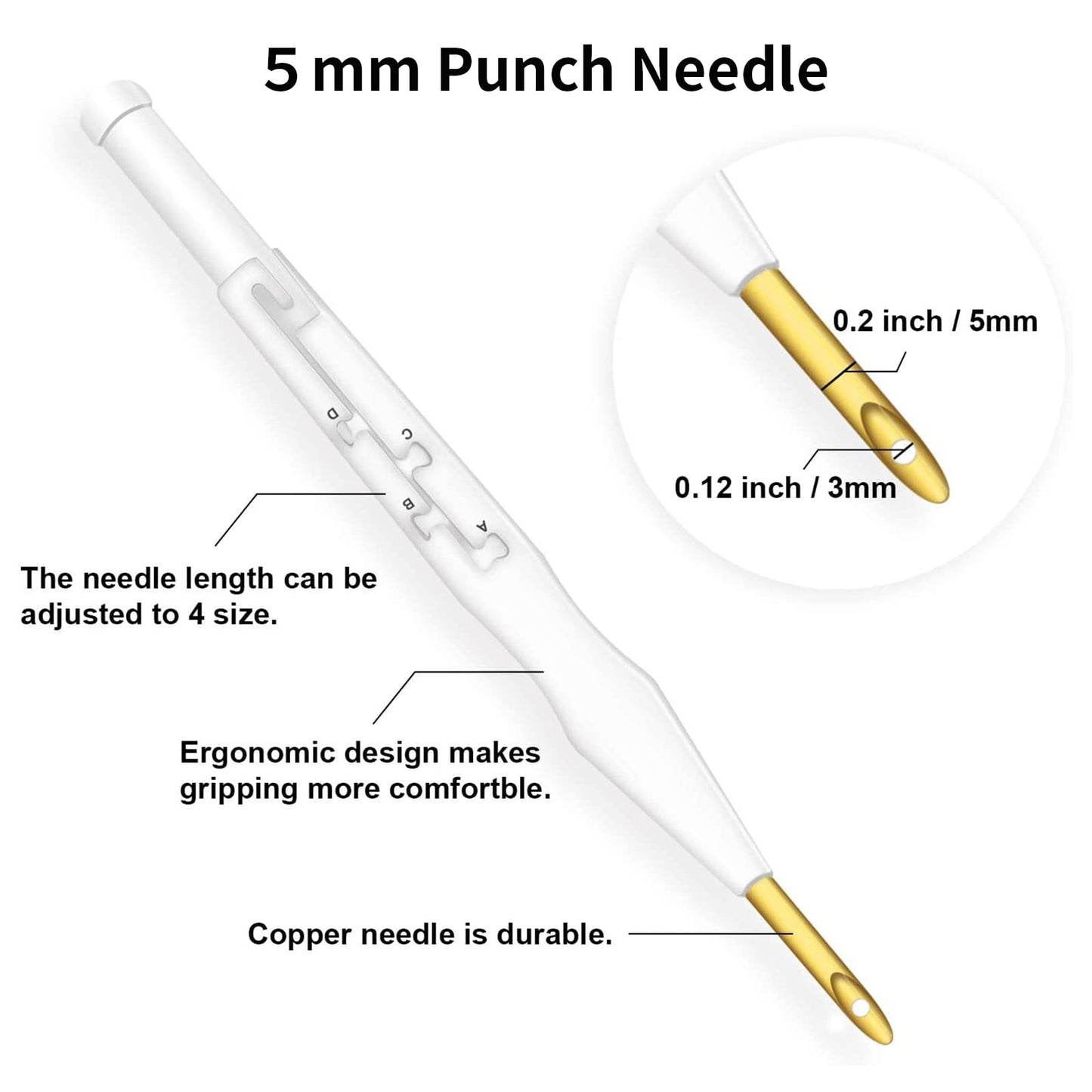 HAND U JOURNEY Embroidery Punch Rug Punch Beginner Kit, 2 Different Adjustable Punch Needle Tool with 9"x9" Monk's Cloth and Pita Cloth