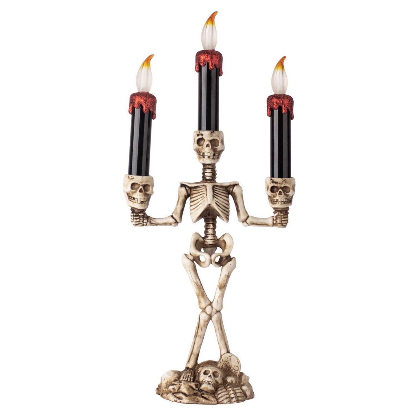 KI Store Halloween Candelabra with LED Flameless Candles Holder Battery Operated Flickering Spooky Lighting for Halloween Decorations Mental Décor Window Centerpieces