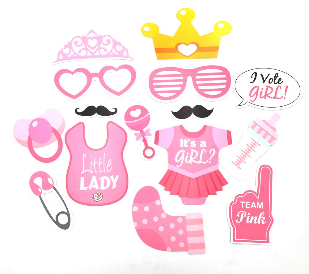 Baby Photo Booth Props Gender Reveal Party Boy or Girl Shower Birthday Party