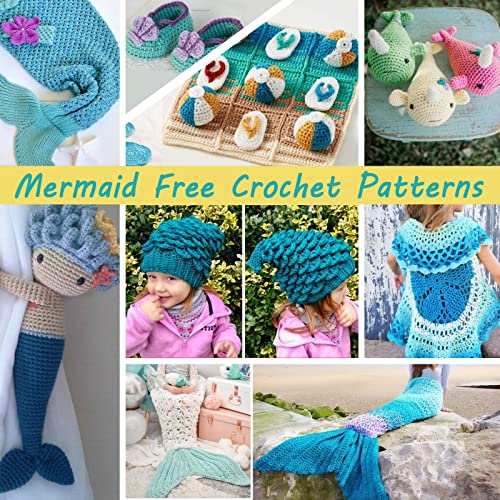 LOOEN 9pcs Magic Mermaid Crochet Hoook Solft Warm Crochet Hook Kit Complete 2.0-6.0mm Aluminum Knitting Hook for Crochet Yarn Craft (Patent Pending) (Mermaid)