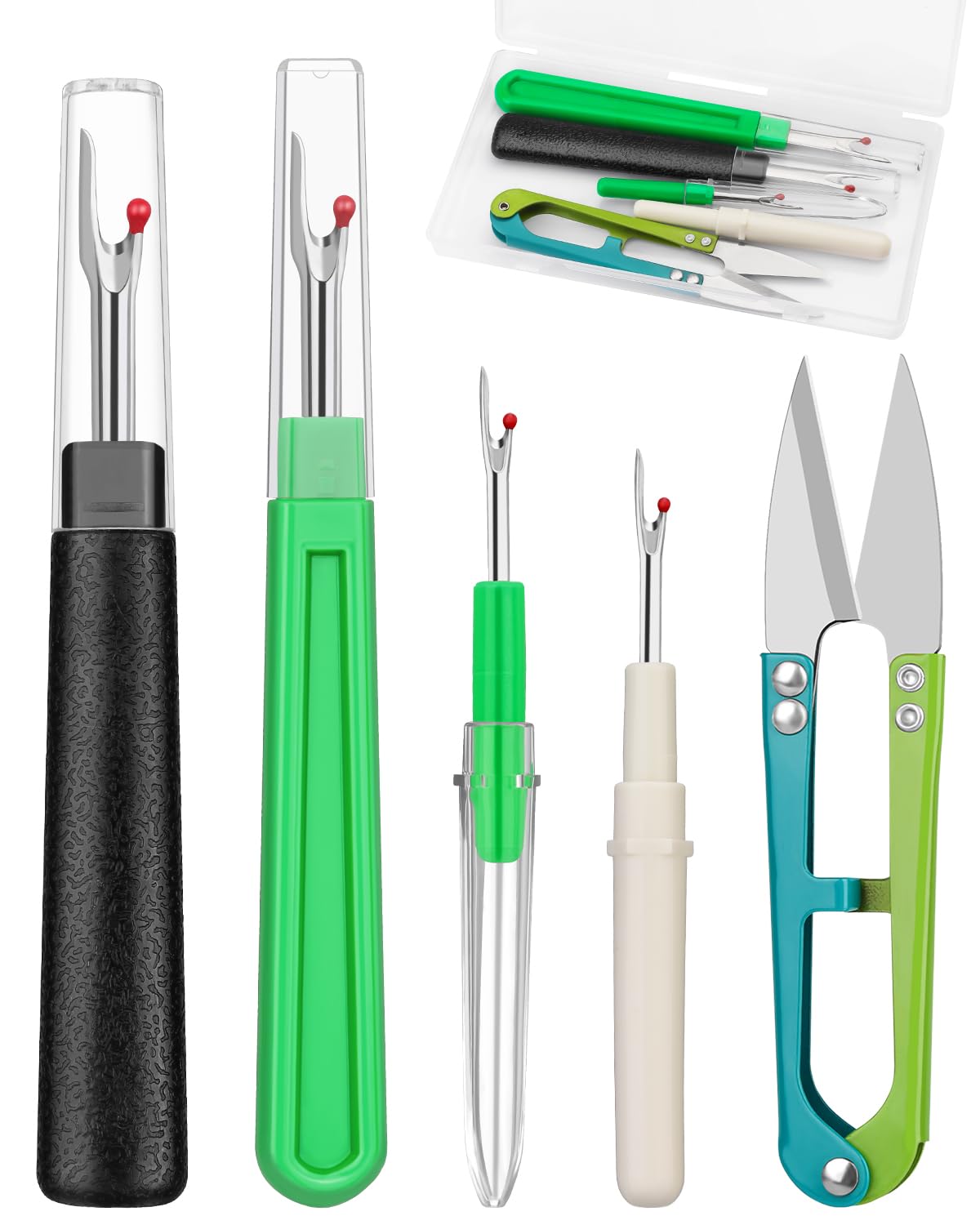 Seam Rippers for Sewing, 2 Big and 2 Small Stitch Remover Tools, Thread Ripper with Thread Snips for Sewing and DIY Craft