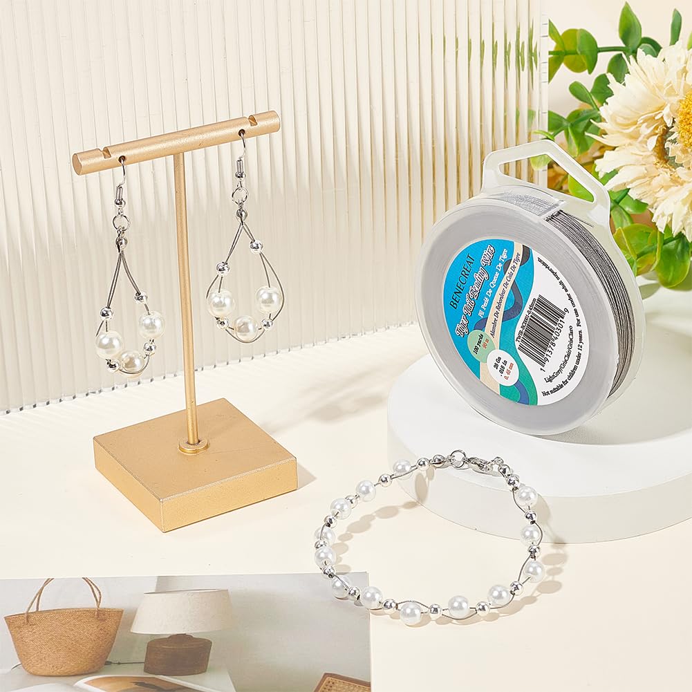 BENECREAT 300-Feet 7-Strand Beading Wire, 0.018inch/ 0.46mm Tiger Tail Bead Stringing Wire for Jewelry Making Threading Necklace Bracelet Crafts