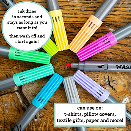 eatsleepdoodle Original Doodle Wash-Out Fabric Marker Set (Pack of 10) Double-Ended Felt Tip Markers: Pastel Colors
