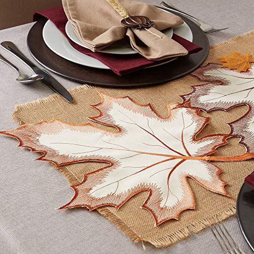 Fall Table Decorations Indoor Décor, Thanksgiving, Table Runner, 14x70, Embroidered Cut Work Leaves