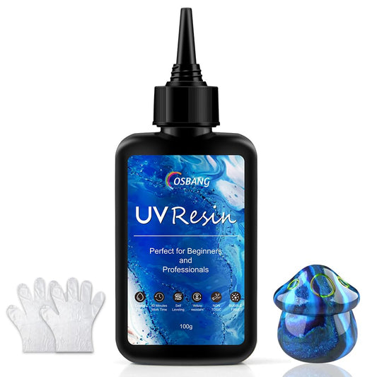 OSBANG 100g UV Resin, Crystal Clear UV Resin for Beginners and Professionals, UV Resin Hard Type, UV Resin Kit for Jewelry Making, DIY Craft, Decor