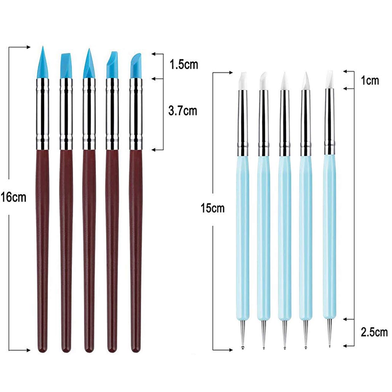Silicone Clay Sculpting Tool - 10Pcs Modeling Dotting Tool for Pottery Craft, Rock, Nail, Blending, Drawing