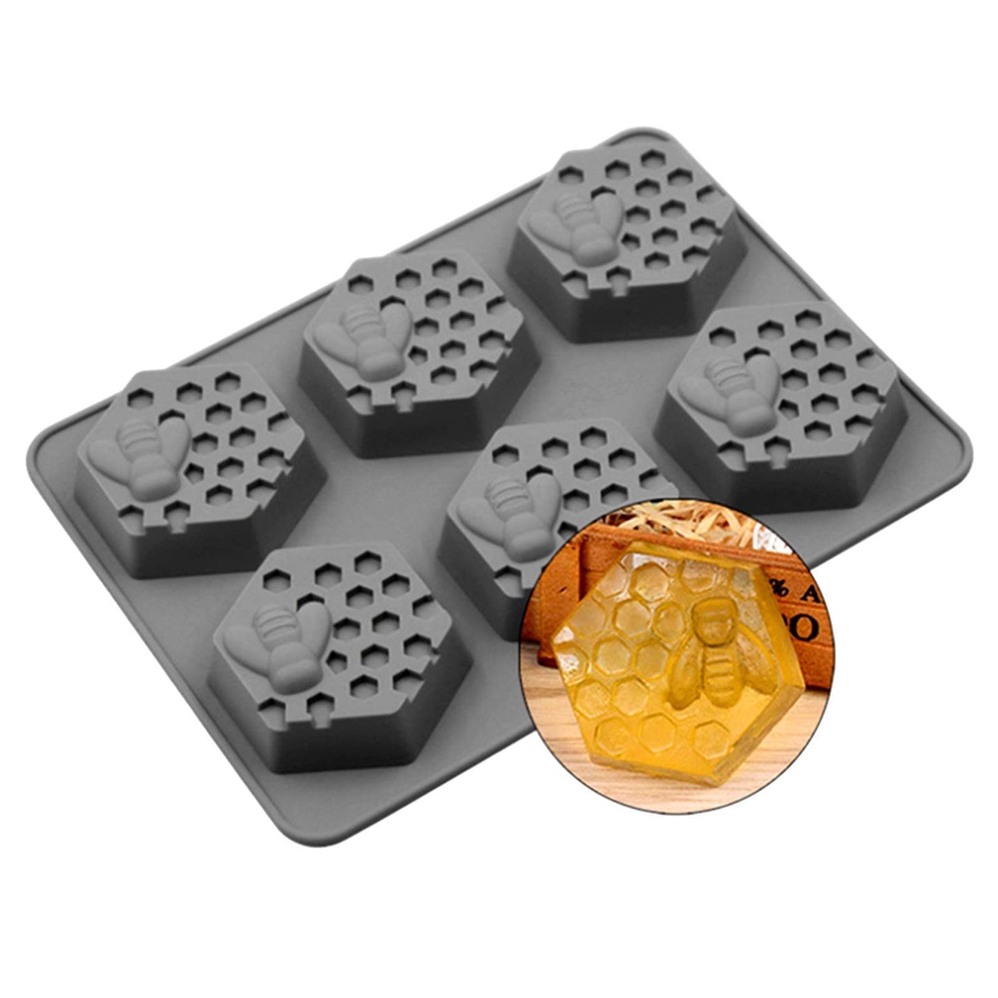 DD-life 2Pcs 3D Bee Silicone Soap Molds, Hexagonal Honeycomb Silicone Molds for Homemade Soaps Chocolate Jelly Cake Making