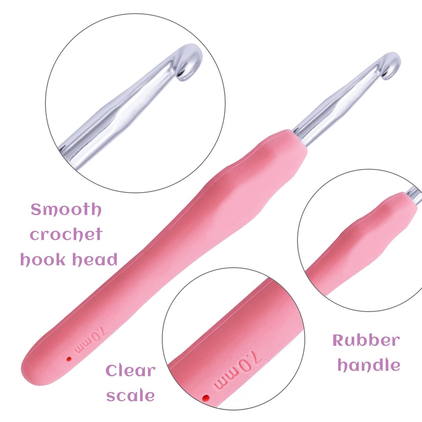 ZLULARY 77 Pcs Crochet Hook Set, Aluminum Ergonomic Crochet Hooks with Knitting Needles, Large Eye Blunt Needles, Colorful Crochet Needles, Plastic Stitch Markers, and Case