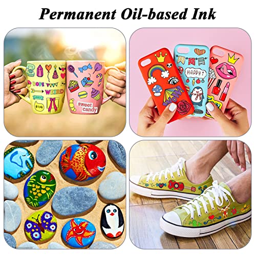 SUPKIZ Paint Pen Paint Markers, 12 Colors Oil-Based Waterproof Marker Pens, Permanent Fabric Paint Quick Dry Marker for Metal, Egg, Tire, Rock, Wood, Canvas, Plastic, Glass, Engineer, DIY Craft