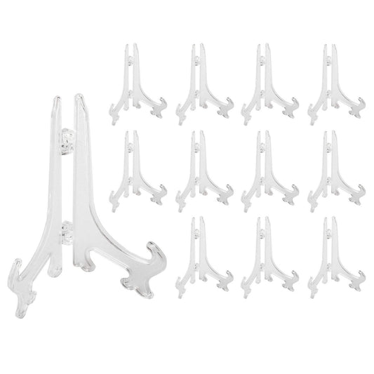Super Z Outlet Plastic Easels 12 Pack Clear Easel Stands Easel Display Stand for Photo, Place Card, Collectibles, Light Items - Perfect for Wedding Cards, Party, Home, Party Decorations (3 Inches)