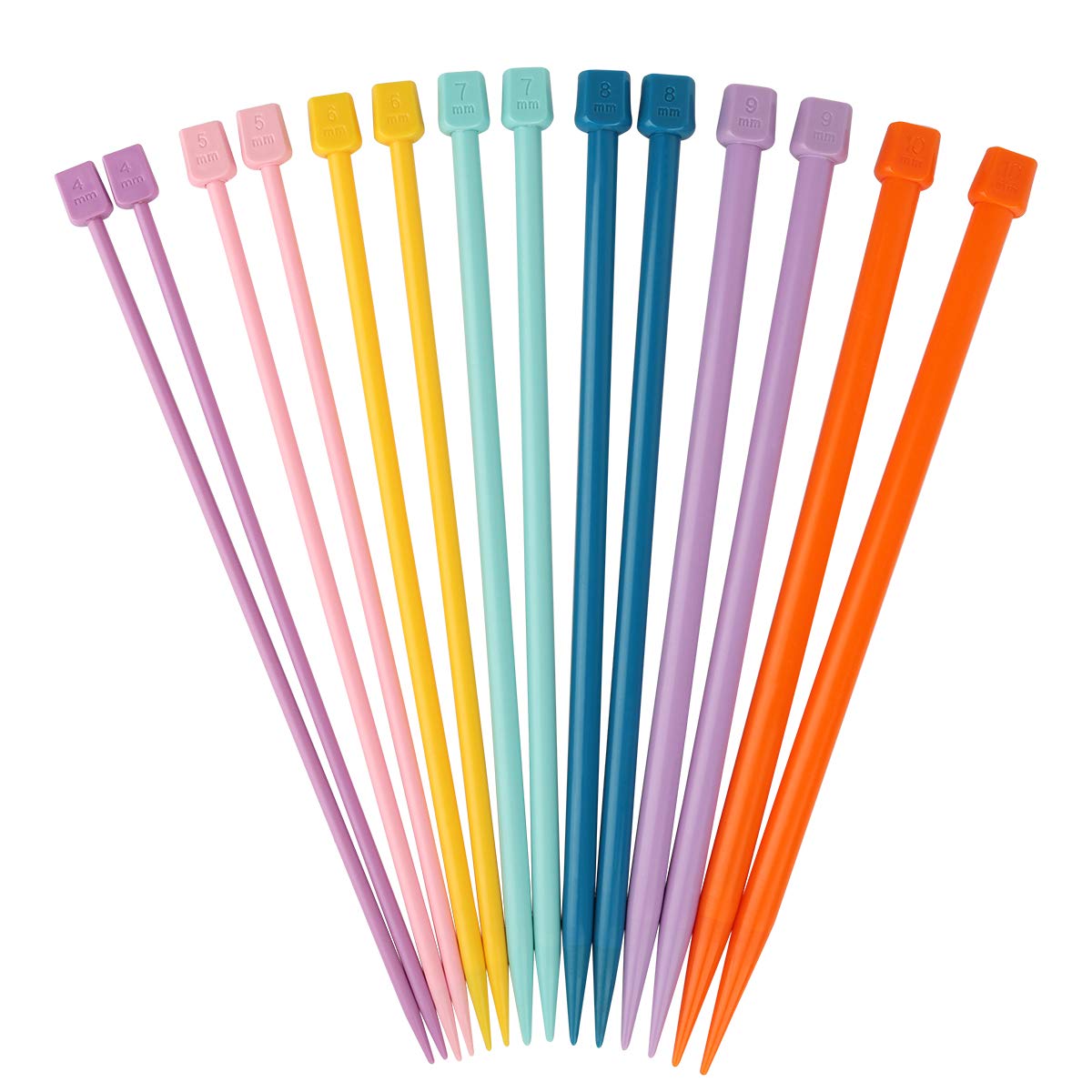 14PCS Plastic Knitting Needles for Beginner and Kids, 10 inch Long Straight Knitting Needles Single Pointed Needles Colorful Knit Needle Set Knitting Kit DIY Craft Yarn Weaving Tool,4mm to 10mm