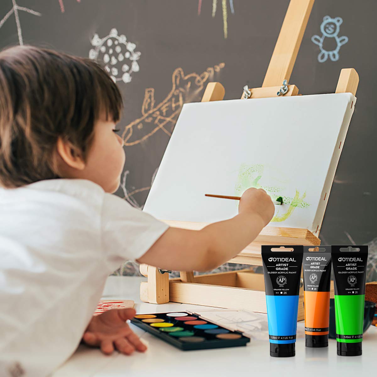 Acrylic Paint Mars Black Tubes(120ml, 4.1 oz) Non Toxic Non Fading,Rich Pigments for Painters, Adults & Kids, Ideal for Canvas Wood Clay Fabric Ceramic Craft Supplies (Mars Black)-Glossy