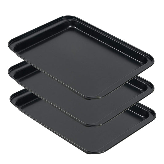 Small Baking Sheets for Oven, Shinsin Nonstick Cookie Pans Set of 3, 8 inch Carbon Steel Cookie Sheet Pans Professional Mini Baking Replacement Trays for Toaster Oven, Easy Clean, Dishwasher Safe