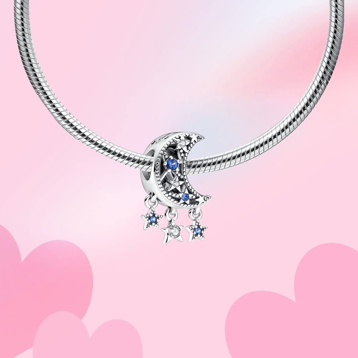 Alstade Moon and Star Charm 925 Sterling Silver Charms fits Bracelets and Necklace Pendant Bead Charms Jewelry Present for Women Family Friends