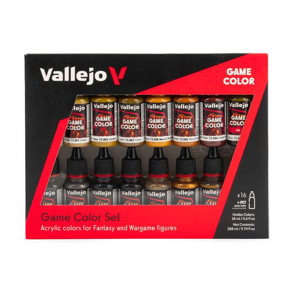 Game Color Leather and Metal Set | Set for Fantasy and Wargame Figures | 16 Bottles x 18 ml (0.60 fl.oz.)