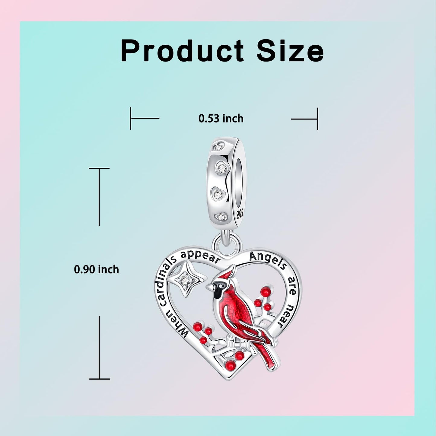 LUXILLA Heart Red Hummingbird Charm 925 Sterling Silver Fits Bracelets Necklace Pendant Bead Charms Jewelry Gift for Women Family Friends