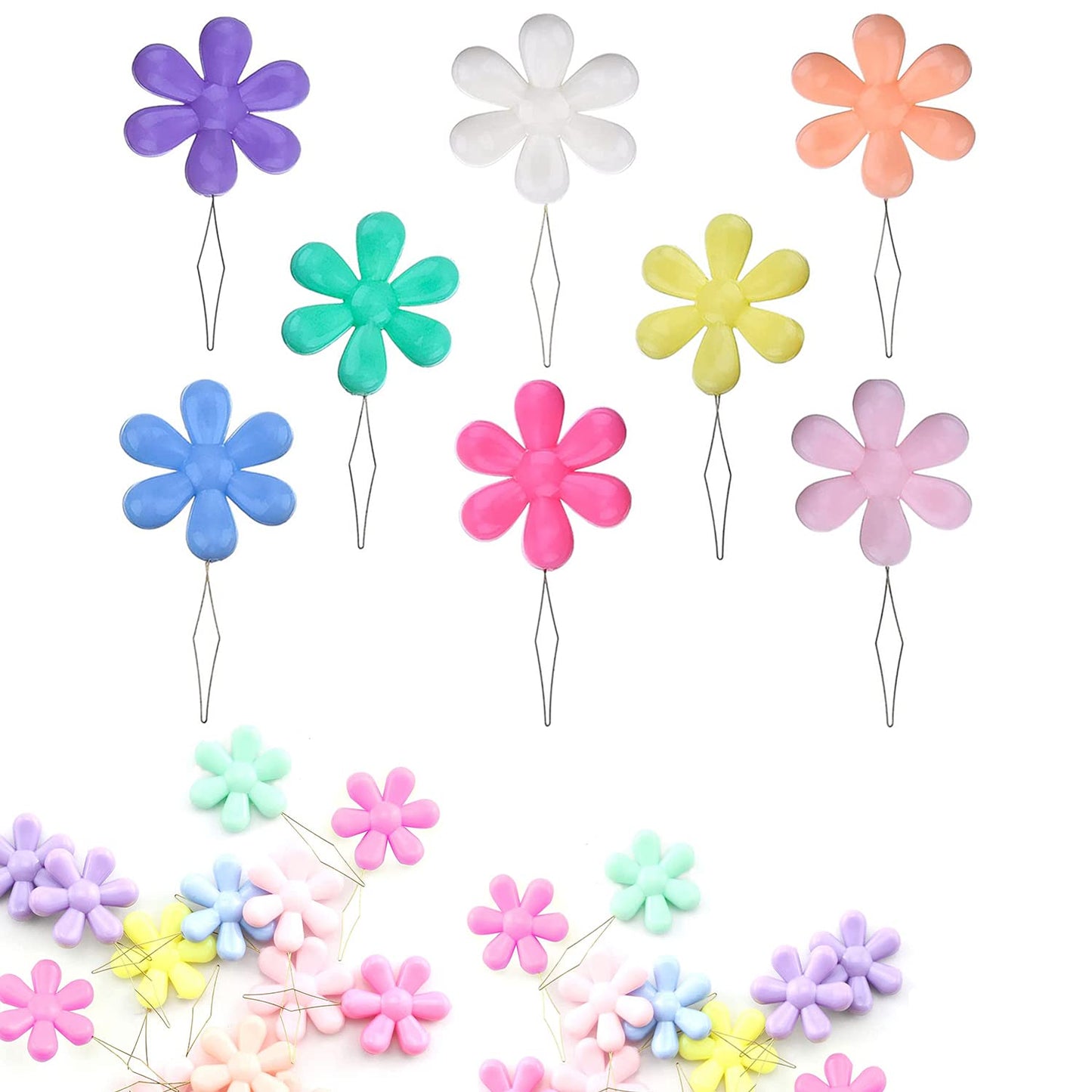 Needle Threaders 25pcs Plastic Flower Head Sewing Needle Threader for Sewing Small Eye Embroidery Craft Knitting Quilting (25pcs, Mix Colors)
