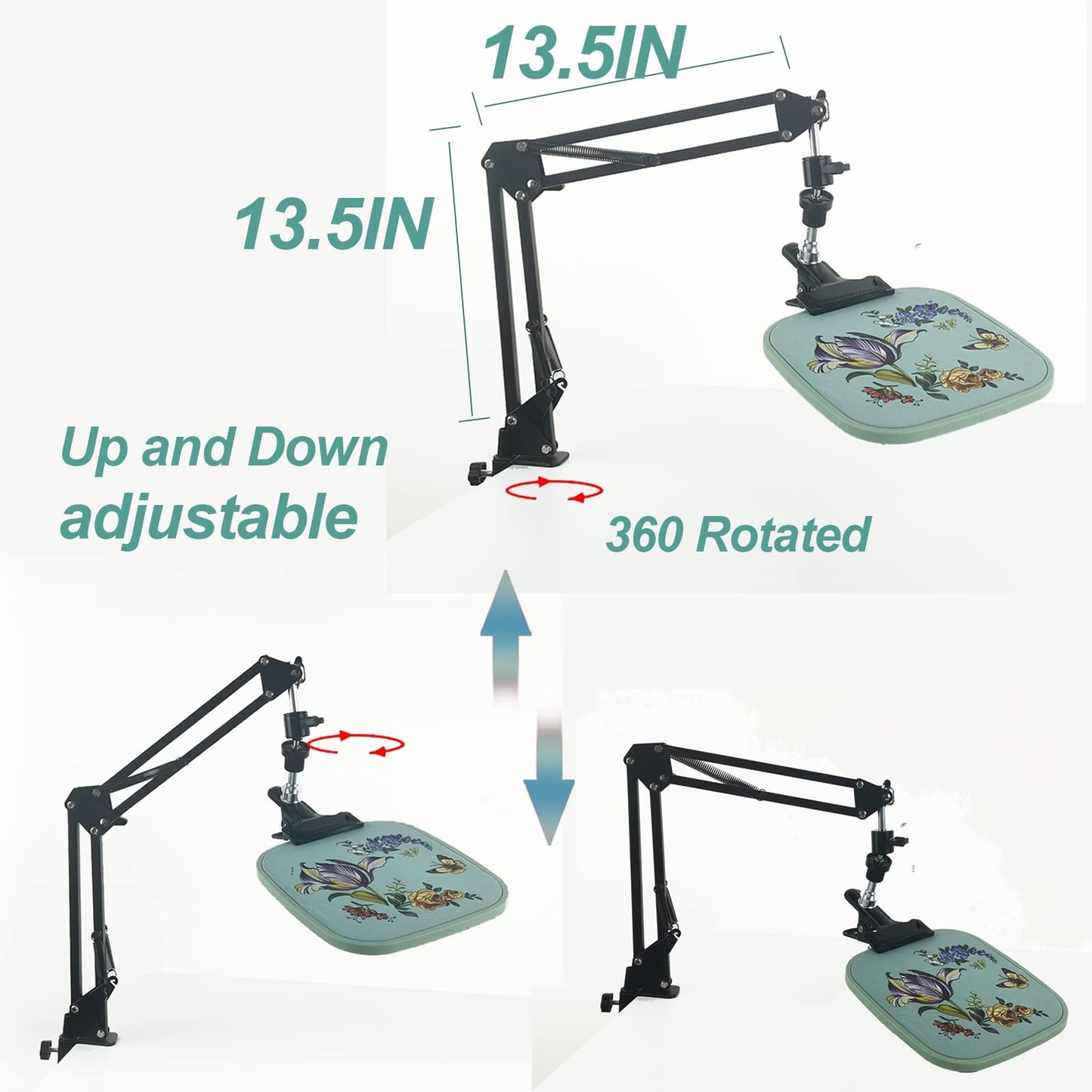 Hand Embroidery Hoop Holder Adjust Embroidery Hoop Stand Metal Embroidery Lap Stand Folding Hand Embroidery Stand Lap Cross Stitch Stand Hands, Suitable for Embroidery Hoops