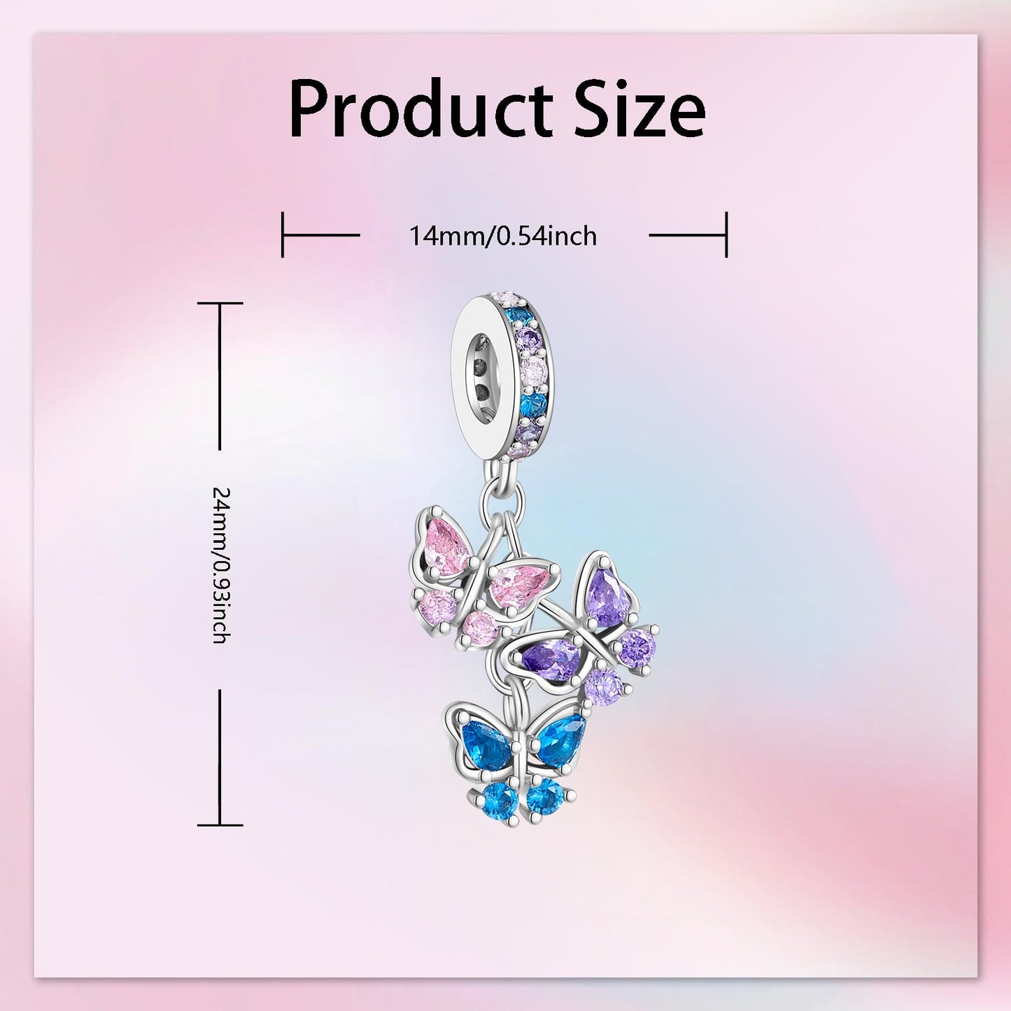 Alstade Flying Butterfly Charm 925 Sterling Silver Charms fits Bracelets and Necklace Pendant Bead Charms Jewelry Present for Women Family Friends