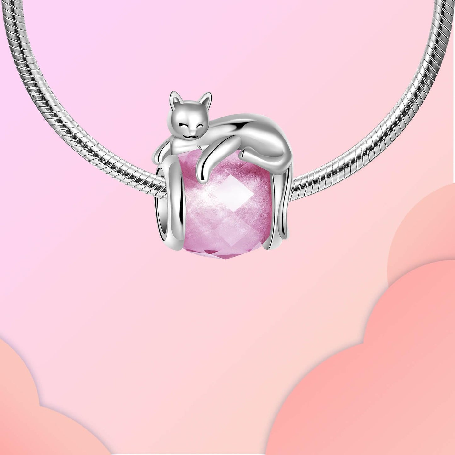 LUXILLA Cat Charm 925 Sterling Silver Fits Bracelets Necklace Pendant Bead Charms Jewelry Gift for Women Family Friends