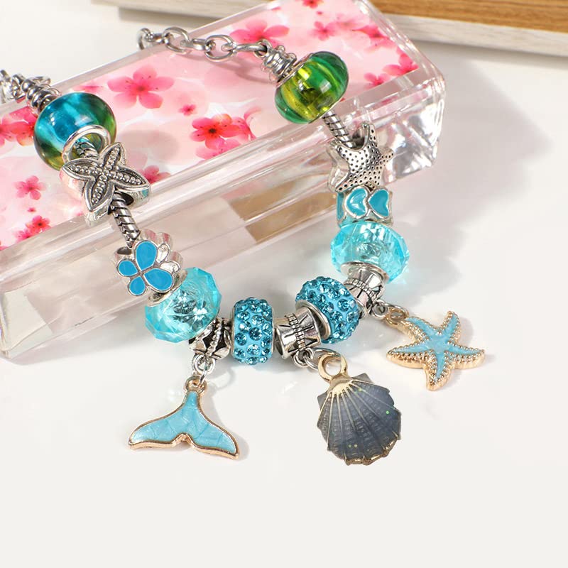 30pcs Assorted Gold Plated Enamel Ocean Starfish Conch Shell Charm Pendant for DIY Jewelry Making Necklace Bracelet Earring DIY Jewelry Accessories Charms (M156)