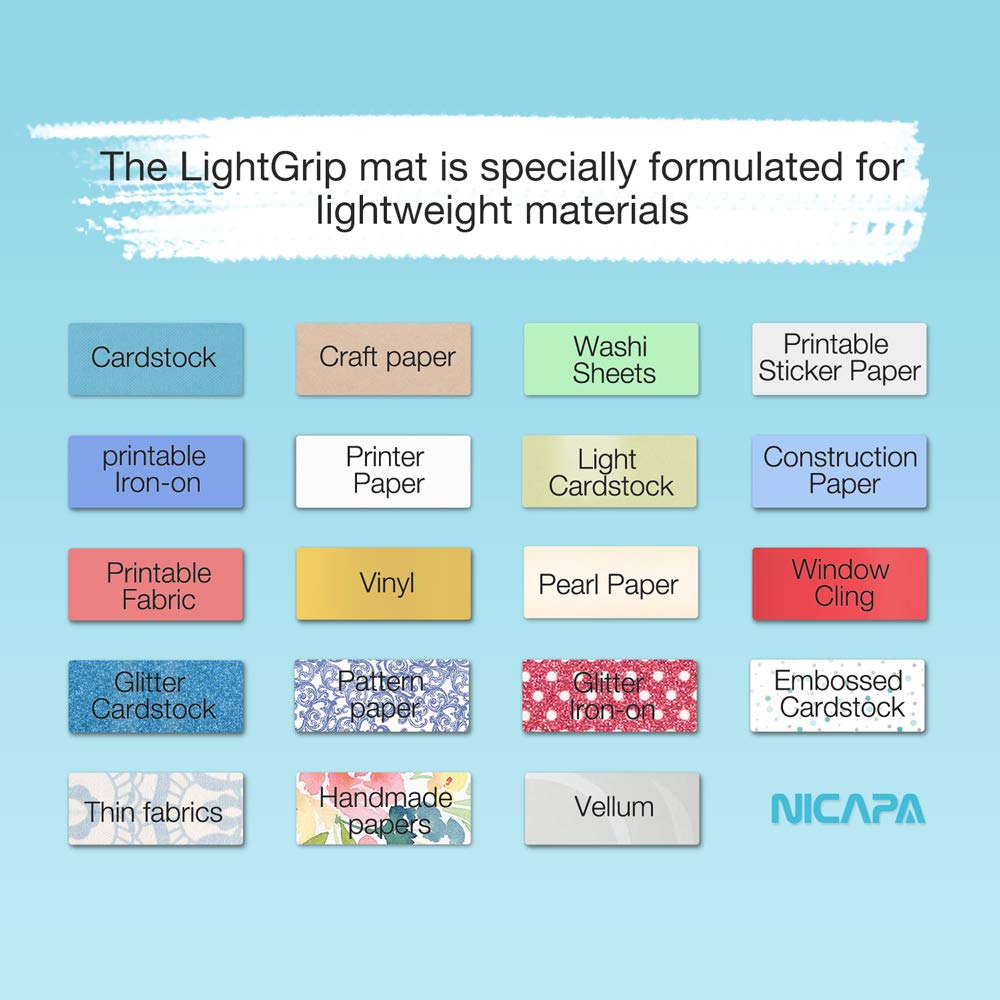 Nicapa Light Grip Cutting Mat for Cricut Maker 3/Maker/Explore 3/Air 2/Air/One (12x12 inch,3 Mats) Light Adhesive Sticky Blue Quilting Replacement Cut Mats