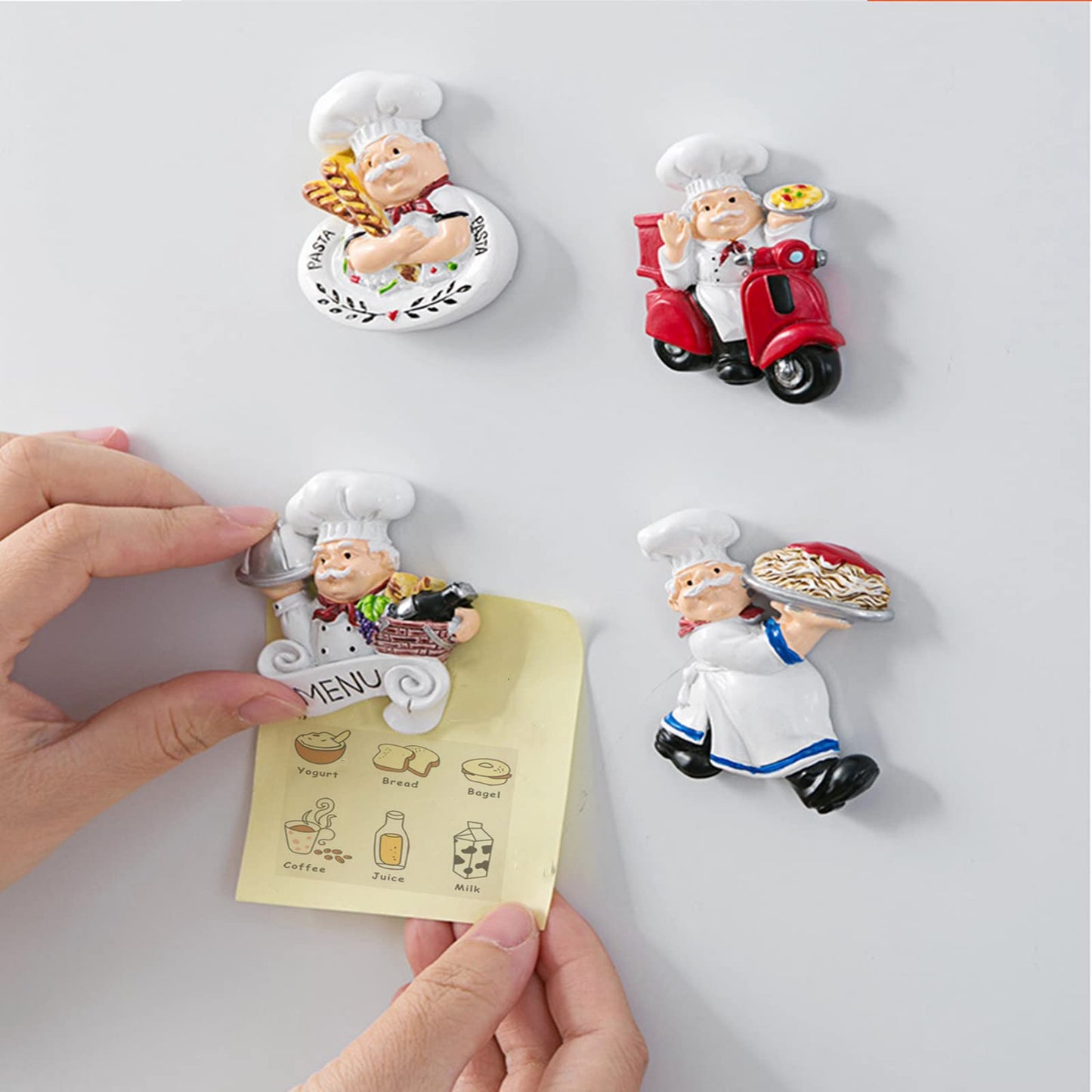 10 Pieces Chef Fridge Magnets, Cute Italian Chef Magnets for Refrigerator, Funny Kitchen Chef Figurine Decorations, 3D Resin Baker Refrigerator Stickers for Whiteboard, Map, Cabinets