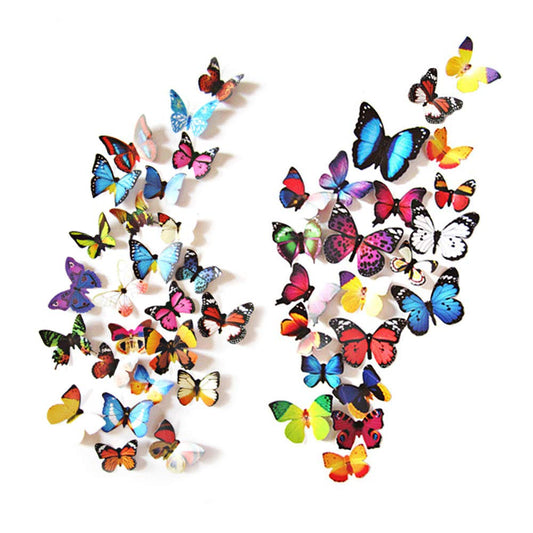 80pcs Butterfly Wall Decor - Plastic Butterflies Wings Foldable Removable Waterproof Reusable Mural Wall Stickers for Home Room Bedroom Nursery Party Wedding Decorations