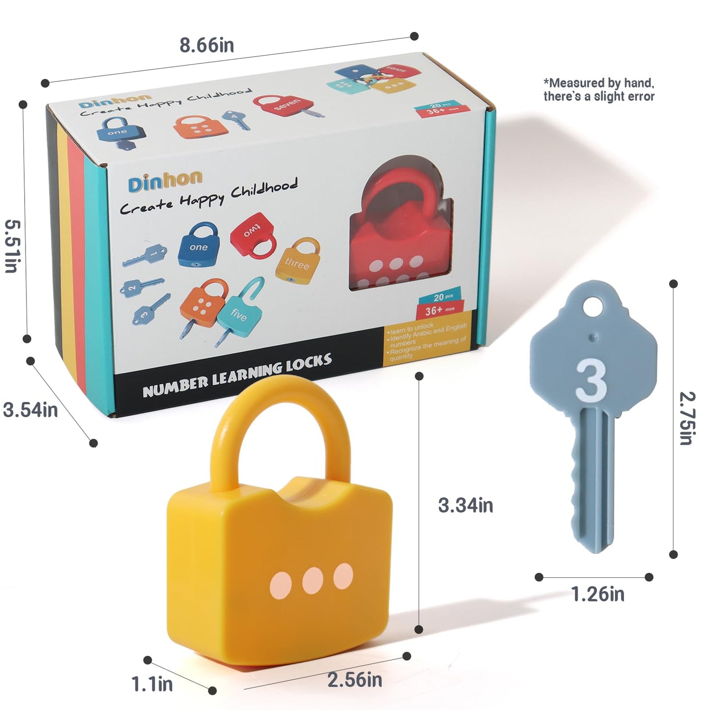 Dinhon Kids Learning Locks with Keys Numbers Matching & Counting Montessori Educational Toys for Ages 3 yrs+ Boys and Girls Preschool Games Gifts