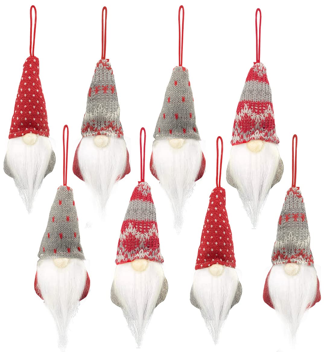 Gnomes Christmas Tree Ornaments Set of 8, Christmas Ornaments 2022 Handmade Plush Gnomes Santa Elf Hanging Home Decorations Holiday Decor
