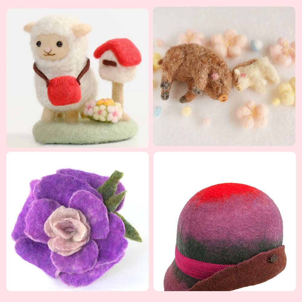 Needle Felting Tools, Needle Felting Supplies, Needle Felting Kit with 3 Size 30Pcs Needles Felting Needles,Wooden Handle, Finger Cots, Perfect for DIY Felting Wool Projects