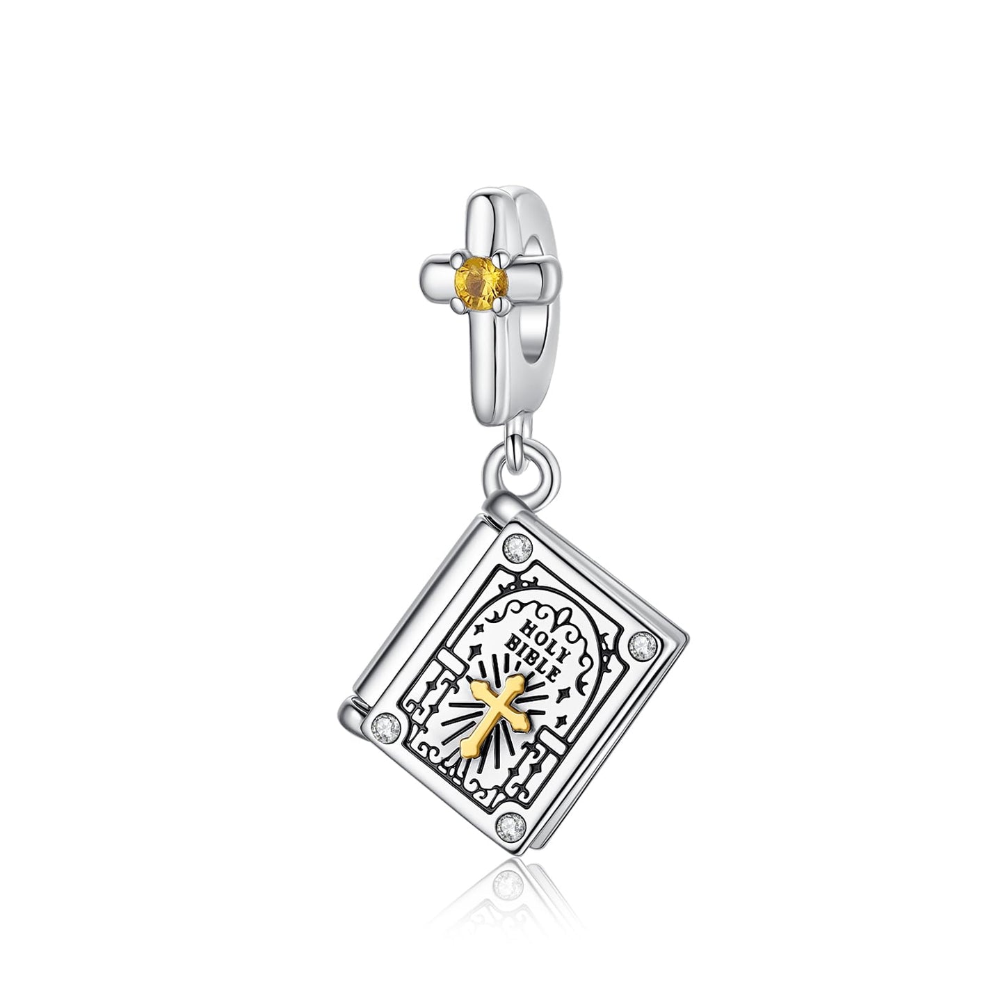 Alstade Openable Bible Dangle Charm 925 Sterling Silver Charms fits Bracelets and Necklace Pendant Bead Charms Jewelry Present for Women Family Friends