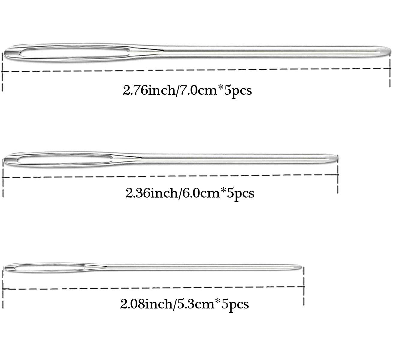 Large Eye Blunt Needles,15 Pieces Stainless Steel darning Needles for Yarn，Yarn Knitting Needles, Knitting and Crochet Supplies