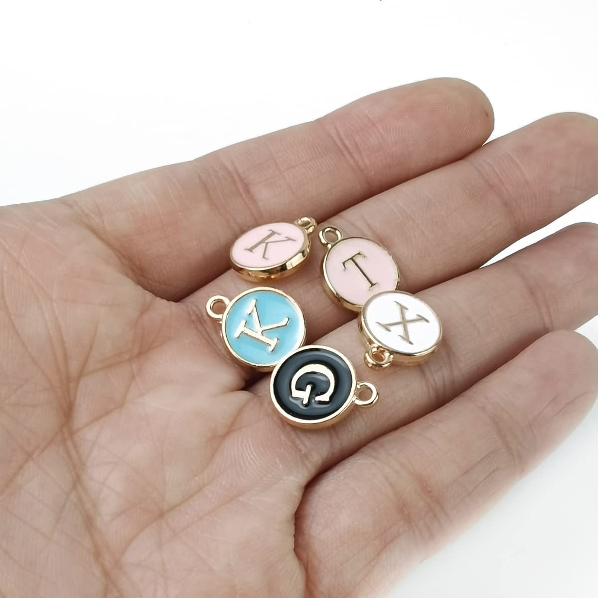 104PCS Letter Charms for Jewelry Making Charm for Bracelet Initial Charms Double Sided Alphabet Charms for Necklace Bracelet Jewelry Making