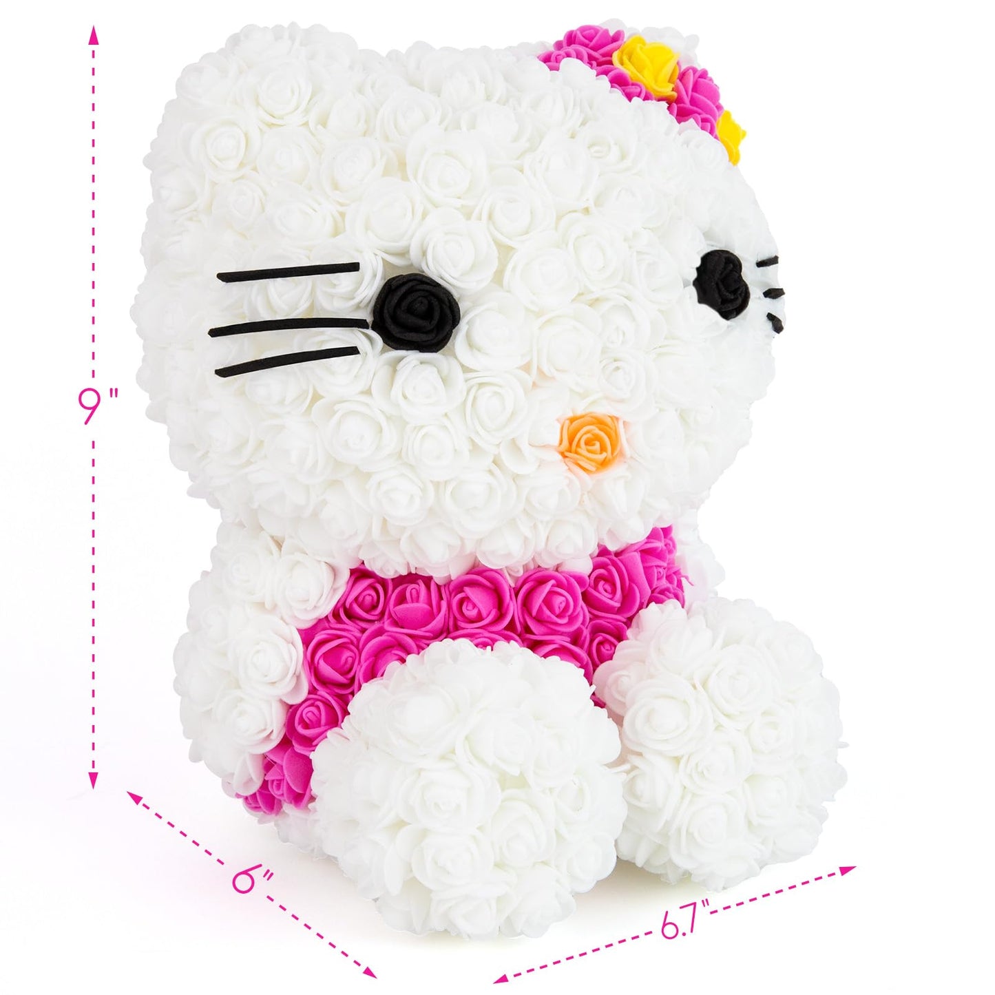 Valentines Day Gifts for Her- Hand Made Rose Kitty Valentine Day Gifts for Kids - Artificial Teddy Bear Gift for Women, Mothers Day, Wedding and Anniversary, Birthday Present