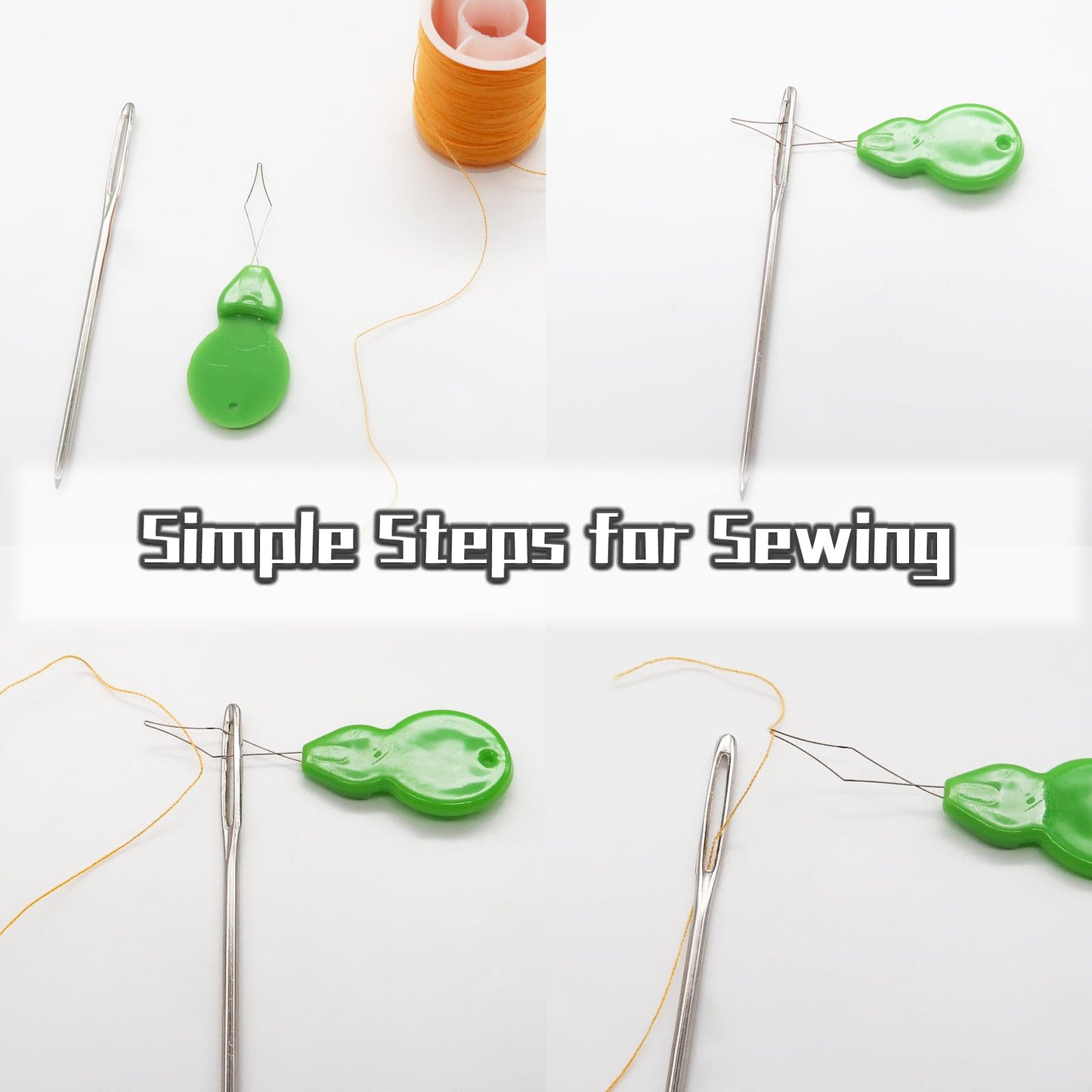 LET’S Beading Large Eye Sewing Needles 6 Sizes Leather Needles Embroidery Thread Needle Sharp Needles Yarn Embroidery Needle with Threader and Needle Bottle for Hand Embroidery DIY Crafting (60Pcs)