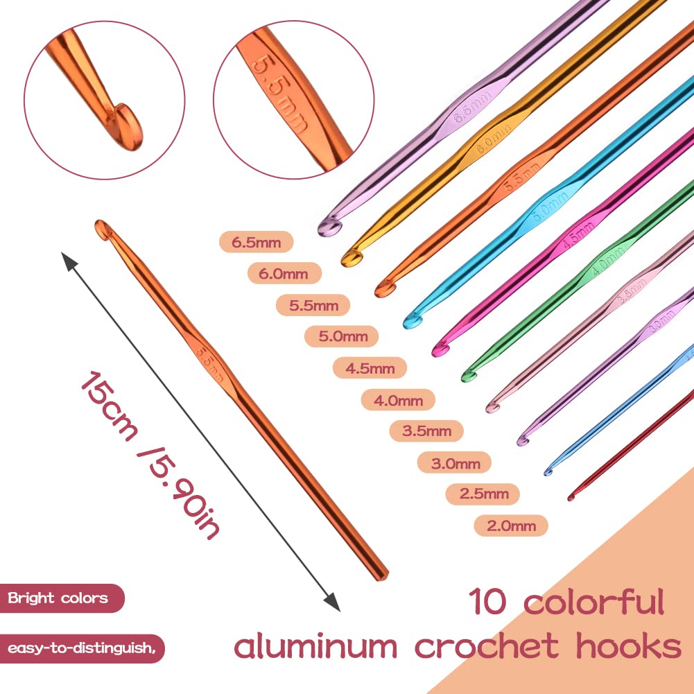 UzecPk 96 PCS Crochet Hooks Kit, Crochet Needles Set with Storage Bag, Aluminum Crochet Hooks with Stitch Markers and Large-Eye Blunt Needles for Experienced Crochet Hook Lovers