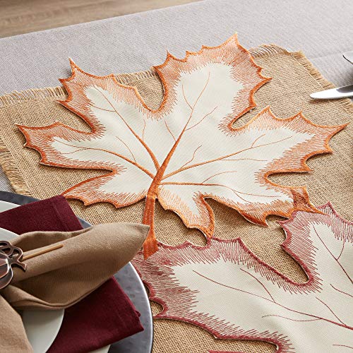 Fall Table Decorations Indoor Décor, Thanksgiving, Table Runner, 14x70, Embroidered Cut Work Leaves