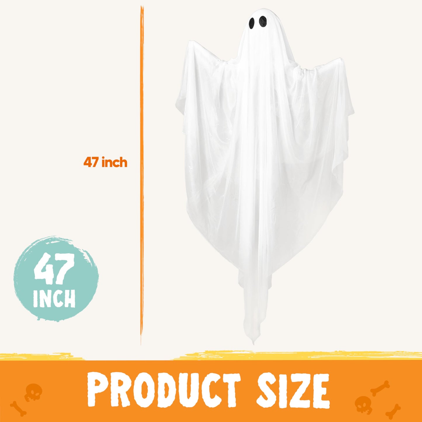 JOYIN Halloween Hanging Light up Ghost with Spooky White LED Light, 47” Halloween Hanging Ghost Decoration for Front Yard Patio Lawn Garden Party Decor Indoor Outdoor