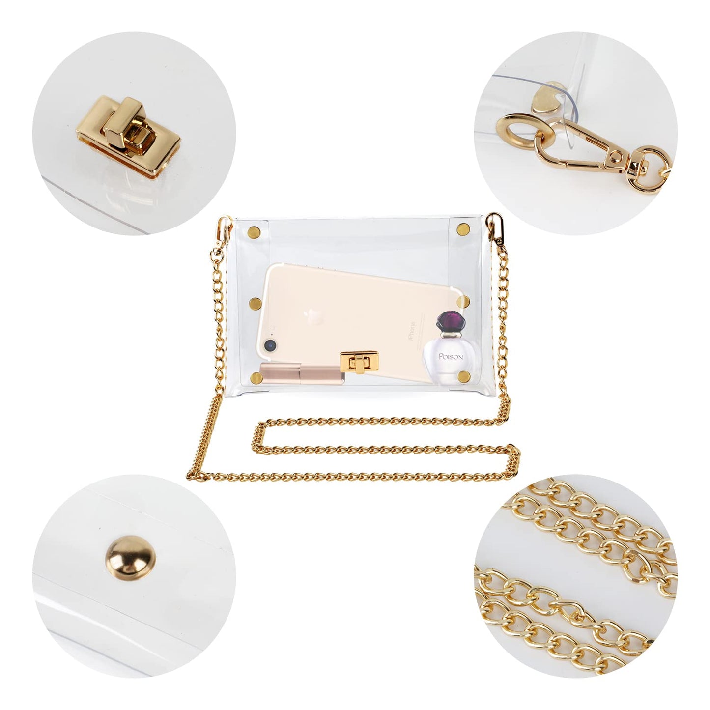 MOETYANG Clear Purse Stadium Approved for Women, Small Clear Crossbody Bag Fashion, Cute See Through Clutch Mini Shoulder Bag